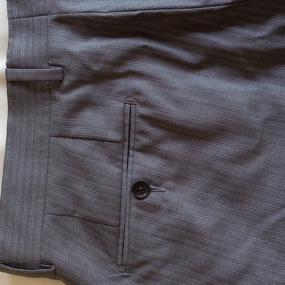 100% Wool Bowery Slim Straight Leg Pants 33R Gray Pinstripe 088009 - Picture 3 of 9